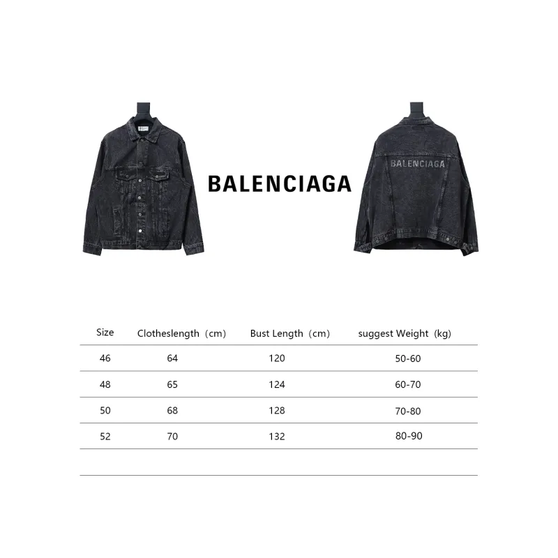  Balenciaga24ss letter hot-drilled washed denim jacket