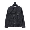 Balenciaga24ss letter hot-drilled washed denim jacket