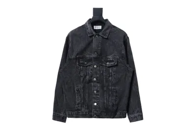 Balenciaga24ss letter hot-drilled washed denim jacket 01