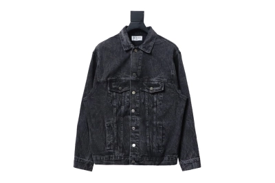 Balenciaga24ss letter hot-drilled washed denim jacket 01