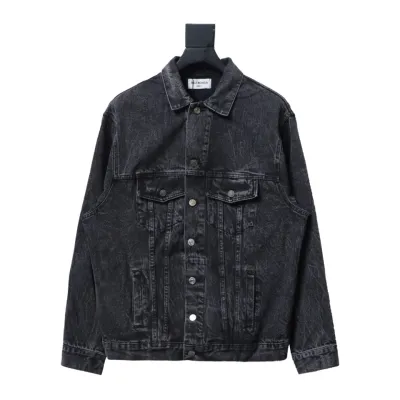Balenciaga24ss letter hot-drilled washed denim jacket 01