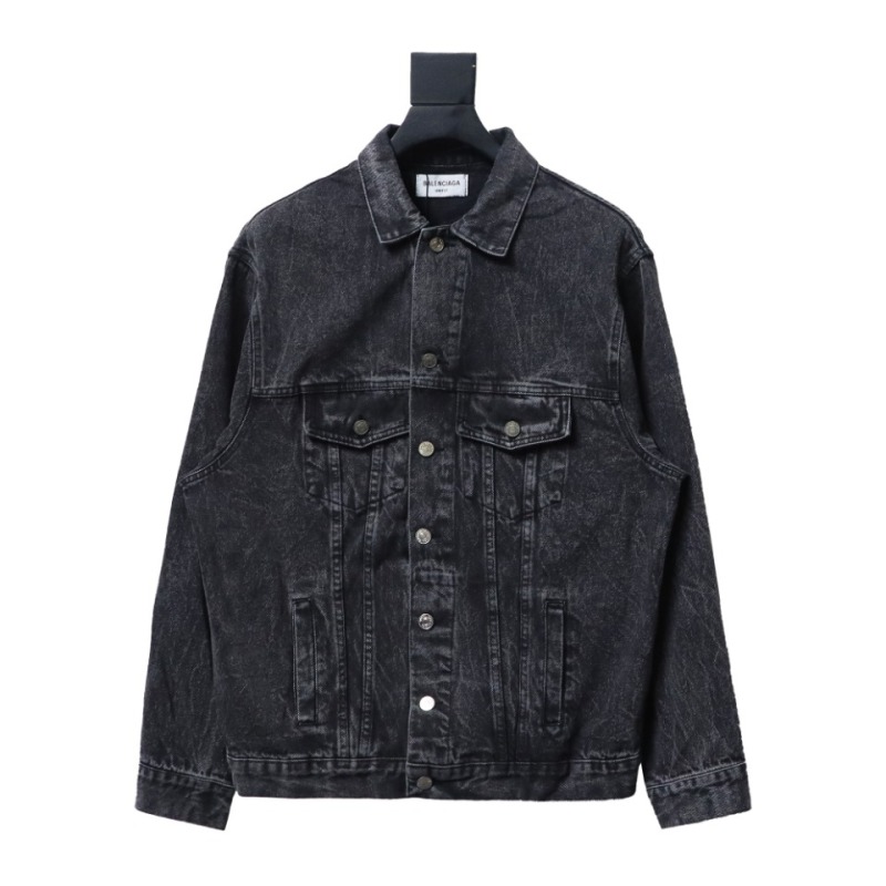  Balenciaga24ss letter hot-drilled washed denim jacket