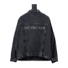 Balenciaga24ss letter hot-drilled washed denim jacket