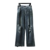 Balenciaga 23ss eroded mud-dyed distressed large damaged knife-cut Jeans