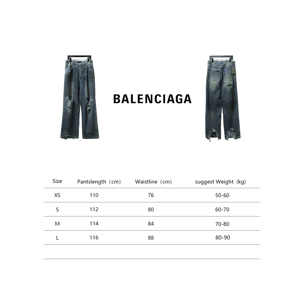 Balenciaga 23ss eroded mud-dyed distressed large damaged knife-cut Jeans
