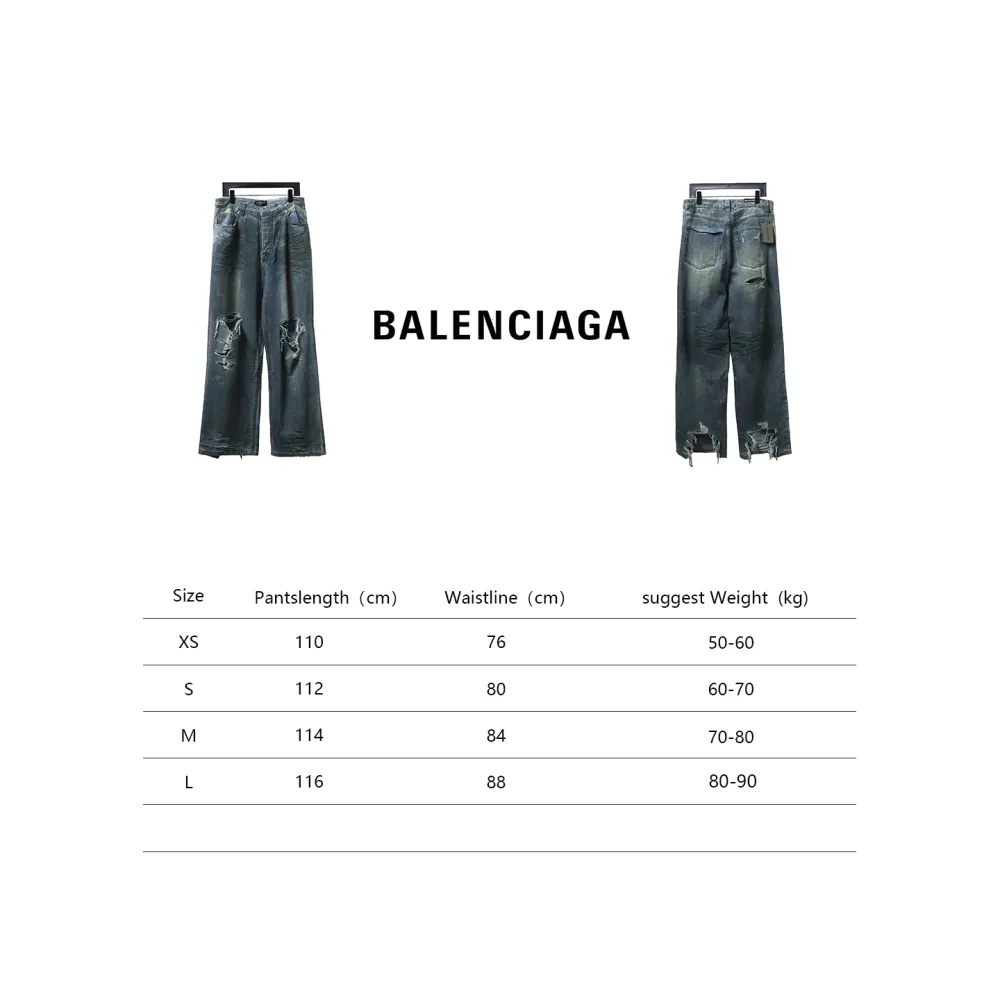 Balenciaga 23ss eroded mud-dyed distressed large damaged knife-cut Jeans