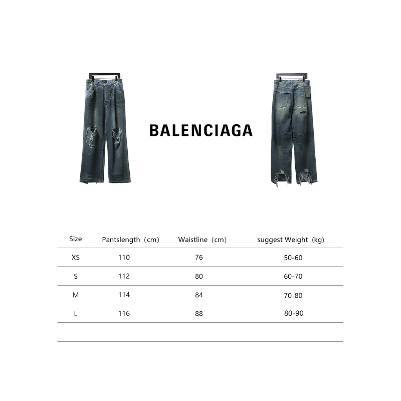 Balenciaga 23ss eroded mud-dyed distressed large damaged knife-cut Jeans