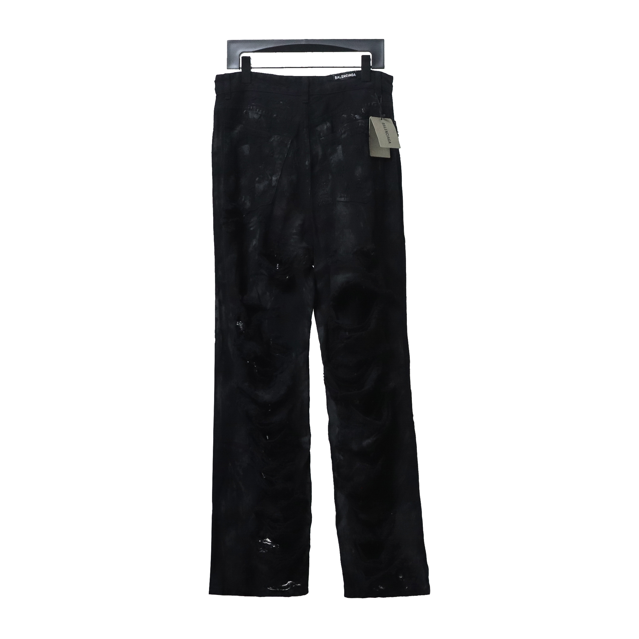 Balenciaga 23ss show mud-dyed knife-cut damaged Jeans