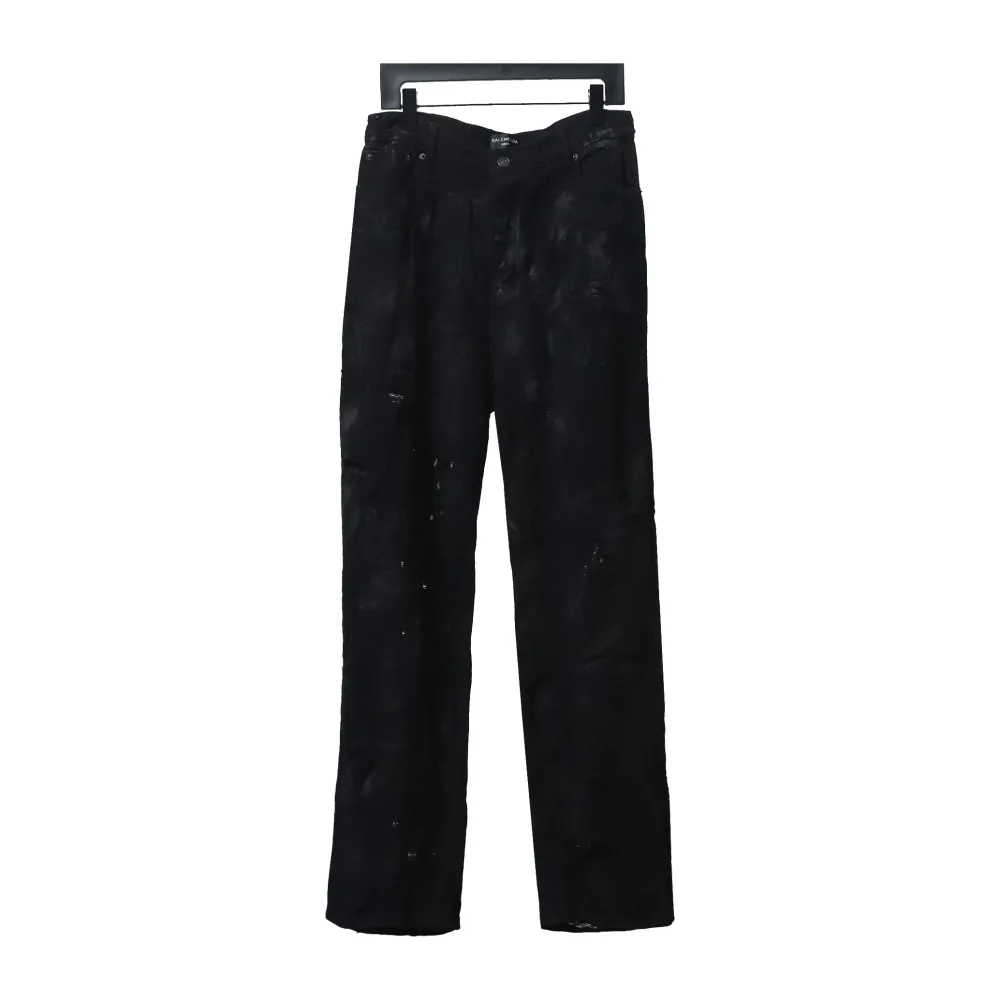 Balenciaga 23ss show mud-dyed knife-cut damaged Jeans