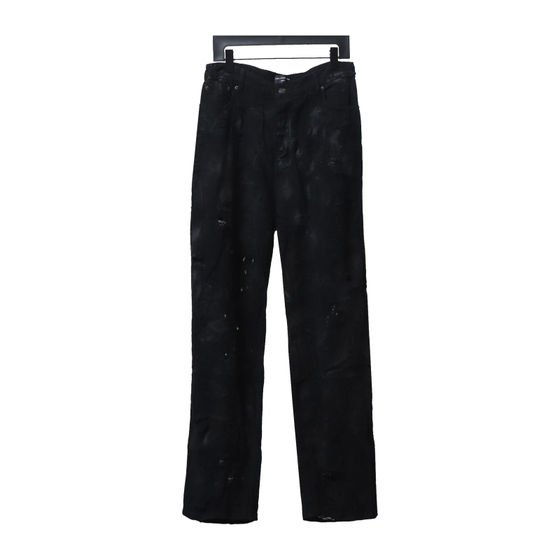 Balenciaga 23ss show mud-dyed knife-cut damaged Jeans