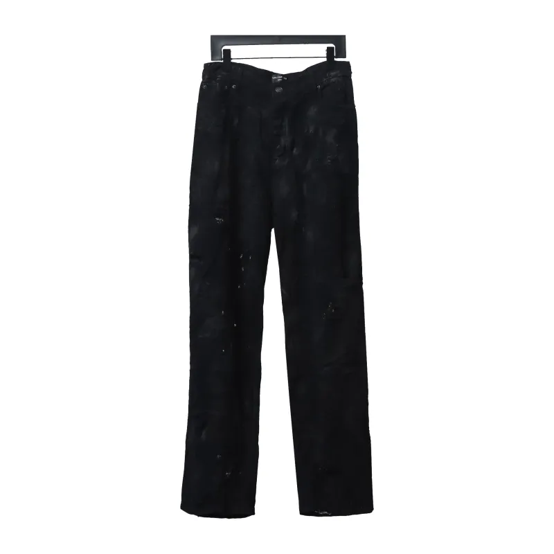 Balenciaga 23ss show mud-dyed knife-cut damaged Jeans