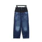  Balenciaga BLCG 24SS black and blue patchwork ripped denim Jeans