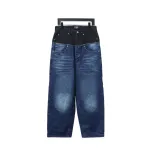 Balenciaga BLCG 24SS black and blue patchwork ripped denim Jeans