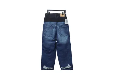 Balenciaga BLCG 24SS black and blue patchwork ripped denim Jeans 02