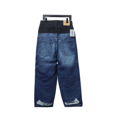  Balenciaga BLCG 24SS black and blue patchwork ripped denim Jeans 02