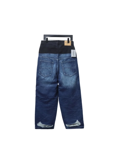Balenciaga BLCG 24SS black and blue patchwork ripped denim Jeans 02