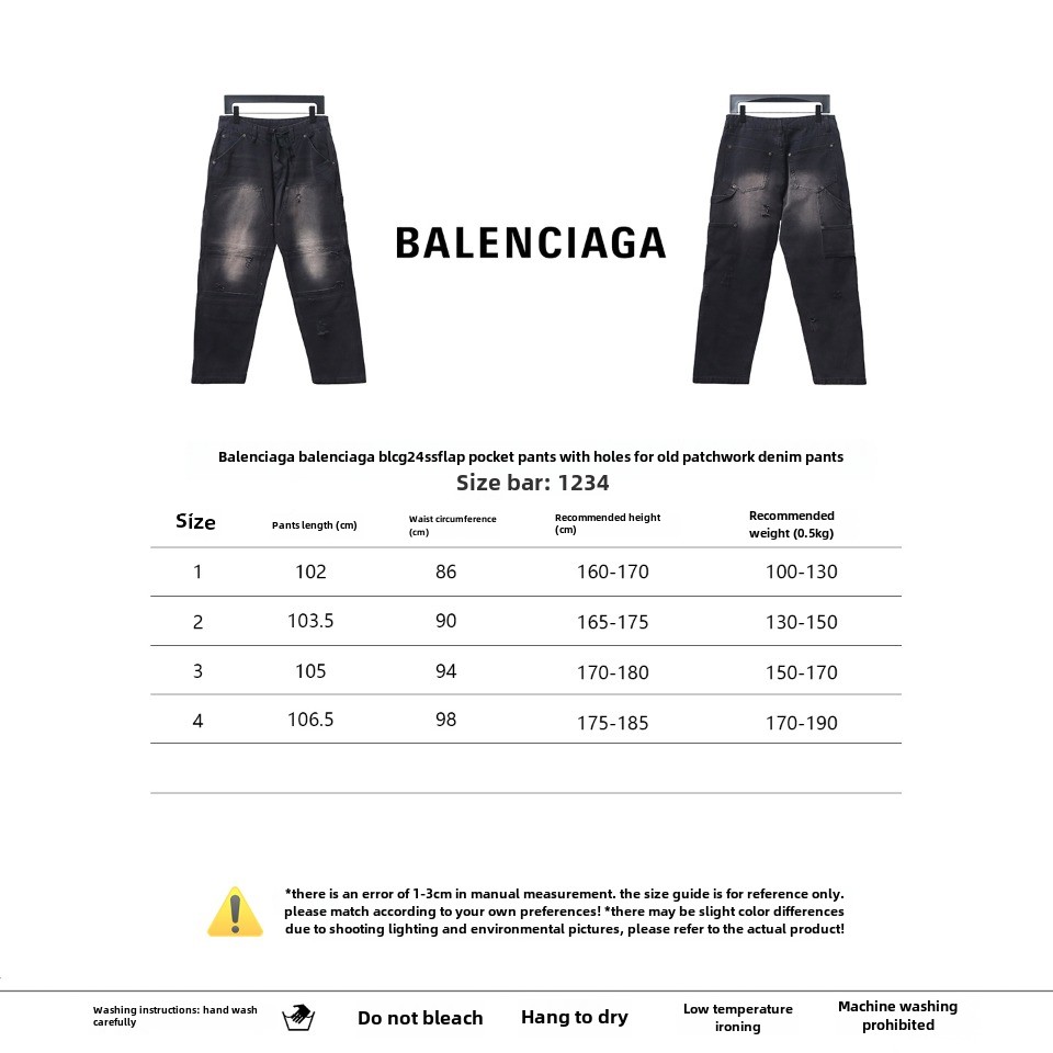 Balenciaga BLCG 24ss pocket worn holes distressed patchwork denim Jeans