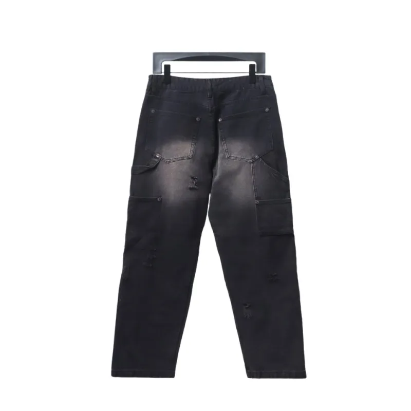  Balenciaga BLCG 24ss pocket worn holes distressed patchwork denim Jeans