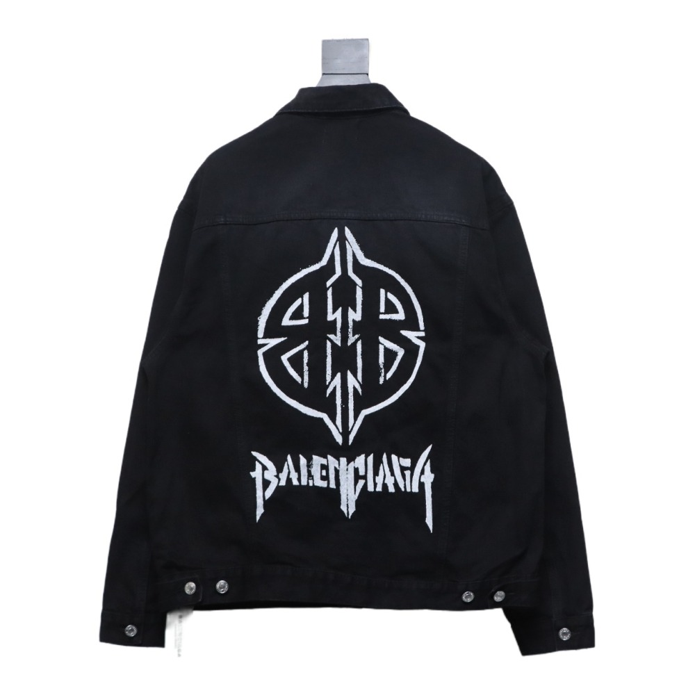  Balenciaga BLCG back double BB print denim jacket