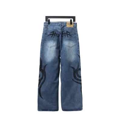 Balenciaga BLCG special-shaped printed denim Jeans 02