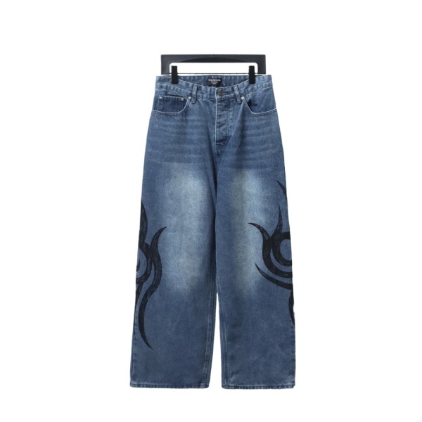 Balenciaga BLCG special-shaped printed denim Jeans