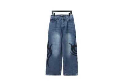 Balenciaga BLCG special-shaped printed denim Jeans 01