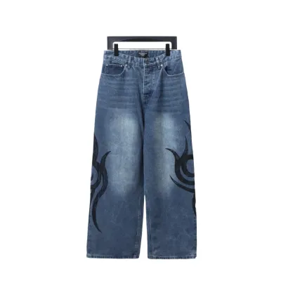 Balenciaga BLCG special-shaped printed denim Jeans 01