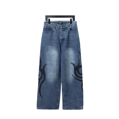 Balenciaga BLCG special-shaped printed denim Jeans 01