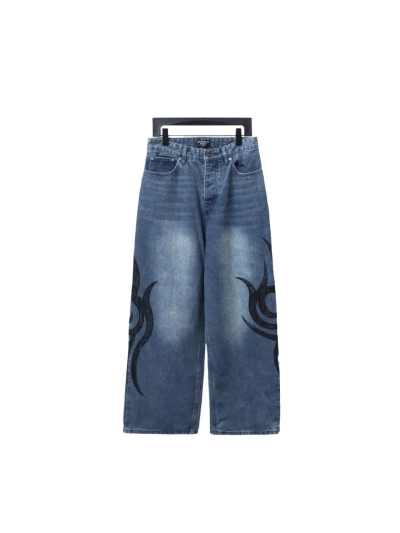 Balenciaga BLCG special-shaped printed denim Jeans 01