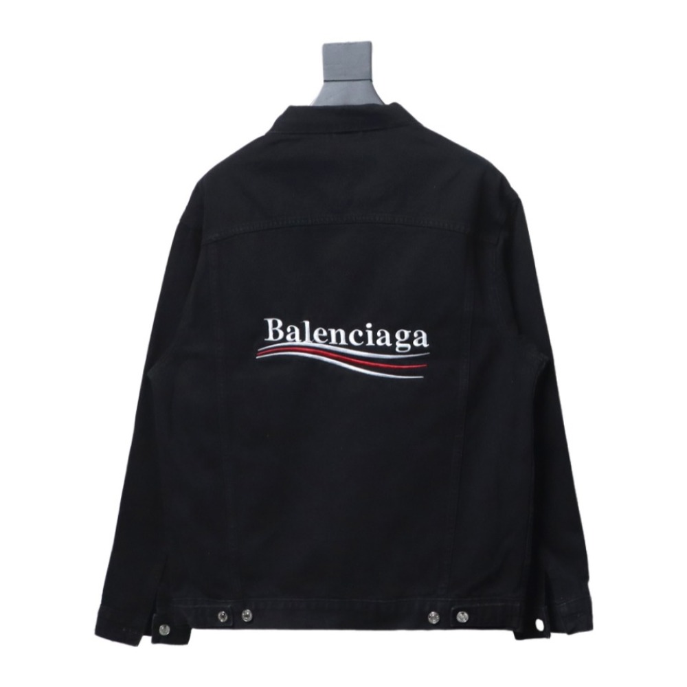 Balenciaga classic embroidered cola denim jacket