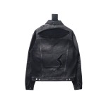  Balenciaga distressed ripped lightning denim jacket
