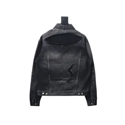 Balenciaga distressed ripped lightning denim jacket 02