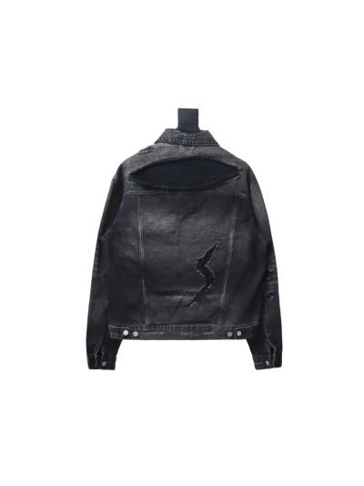 Balenciaga distressed ripped lightning denim jacket 02