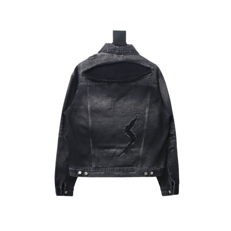  Balenciaga distressed ripped lightning denim jacket