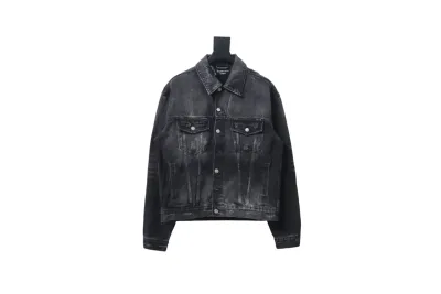 Balenciaga distressed ripped lightning denim jacket 01