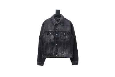 Balenciaga distressed ripped lightning denim jacket 01