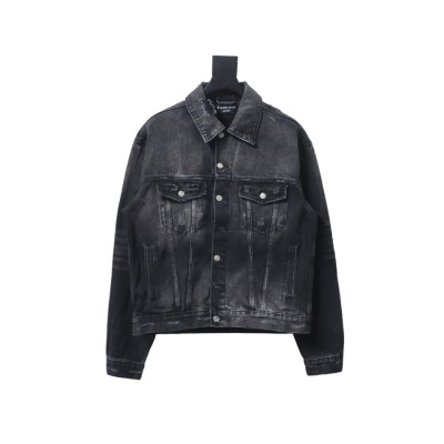  Balenciaga distressed ripped lightning denim jacket 01