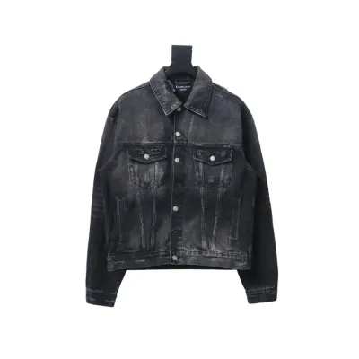 Balenciaga distressed ripped lightning denim jacket 01