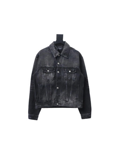 Balenciaga distressed ripped lightning denim jacket 01