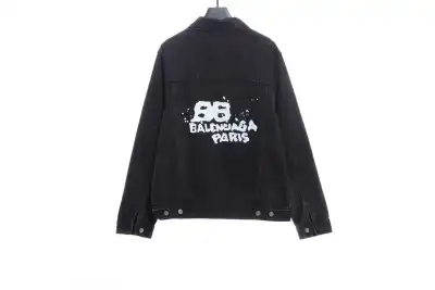 Balenciaga double B graffiti washed denim jacket 02