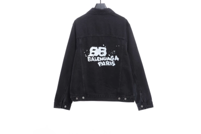 Balenciaga double B graffiti washed denim jacket 02