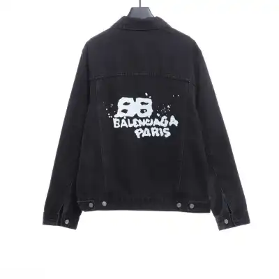 Balenciaga double B graffiti washed denim jacket 02