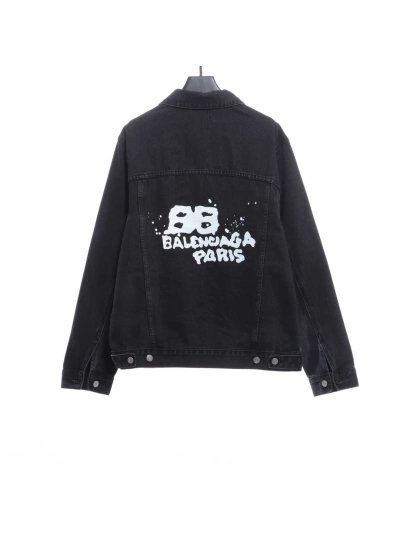 Balenciaga double B graffiti washed denim jacket 02