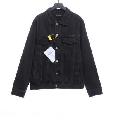  Balenciaga double B graffiti washed denim jacket 01