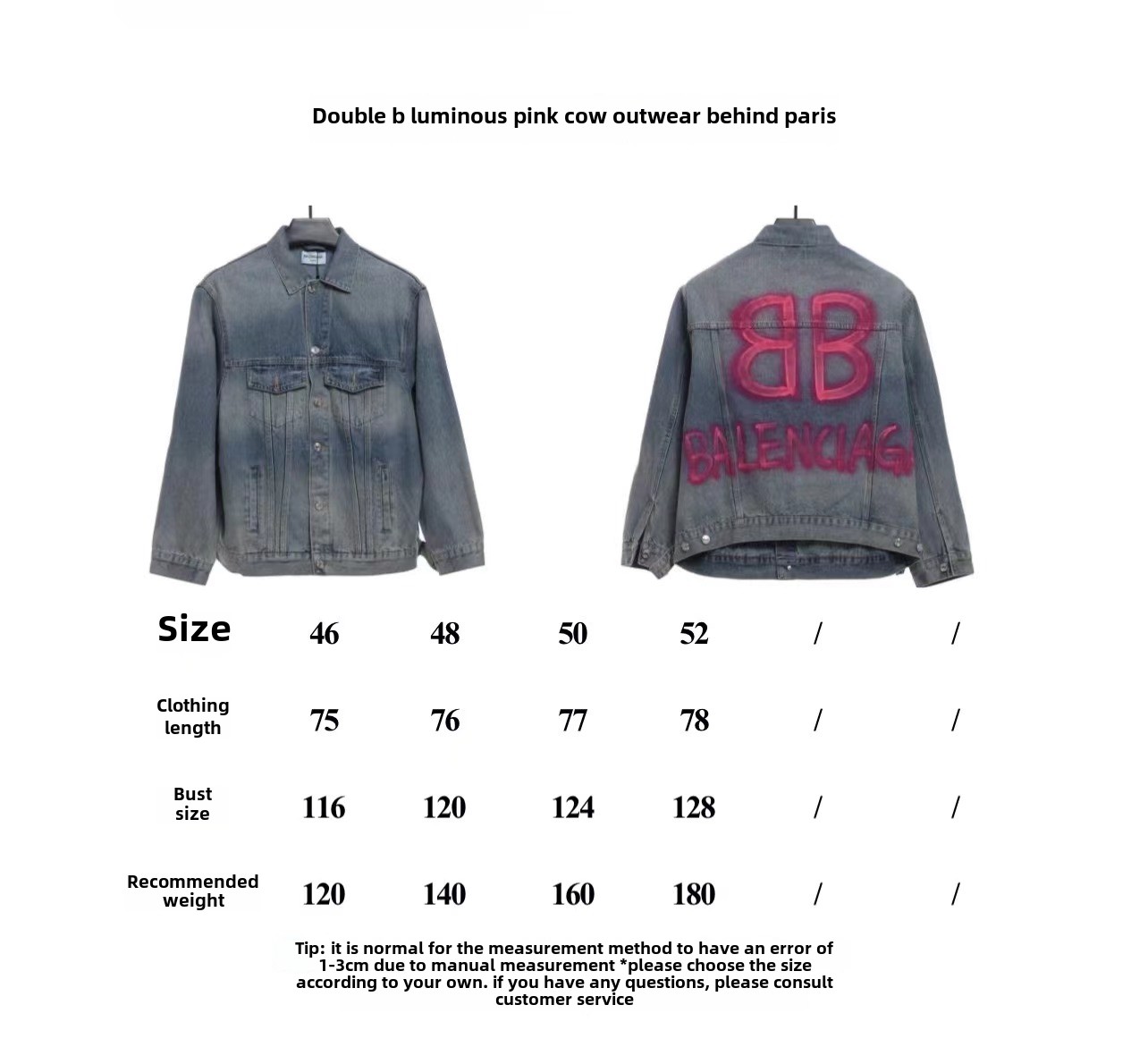 Balenciage back double B luminous pink denim jacket