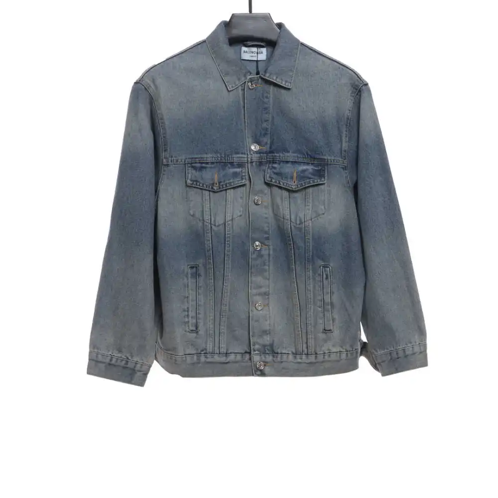 Balenciaga back double B luminous pink denim jacket