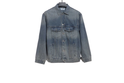 Balenciaga back double B luminous pink denim jacket 01