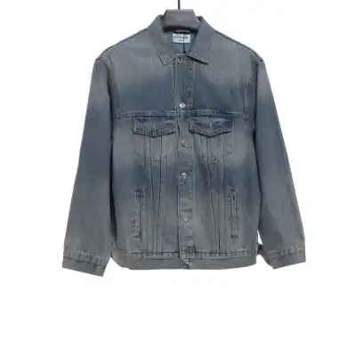 Balenciaga back double B luminous pink denim jacket 01