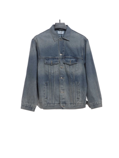 Balenciaga back double B luminous pink denim jacket 01