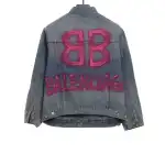 Balenciaga back double B luminous pink denim jacket